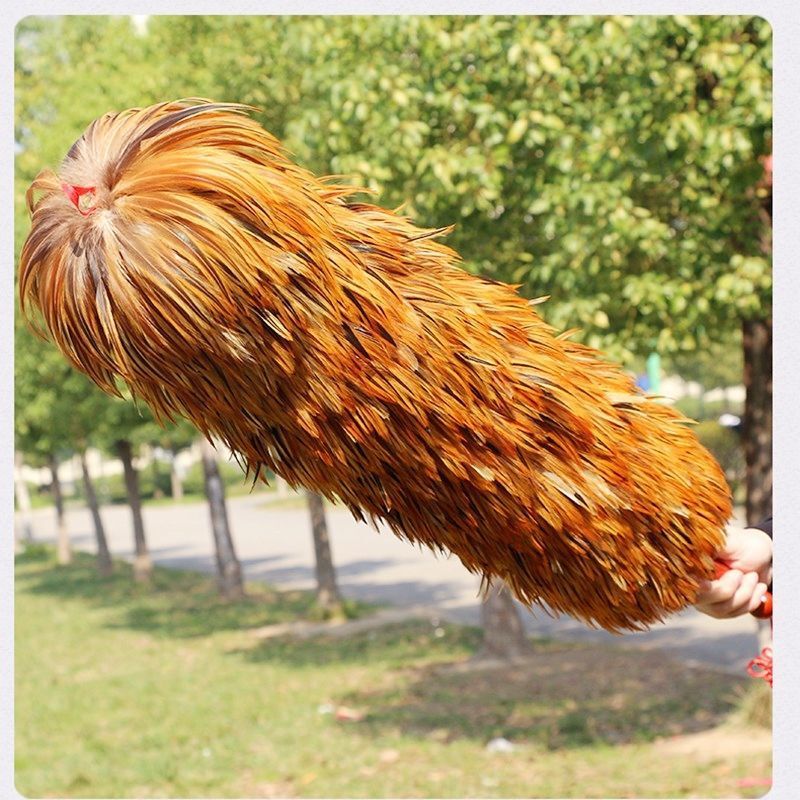 Purely Handmade Dust Removal, Real Chicken Feather Duster, Thickened and Encrypted Household Lint-Free Sweeper, Pure Black Chicken Feather Duster