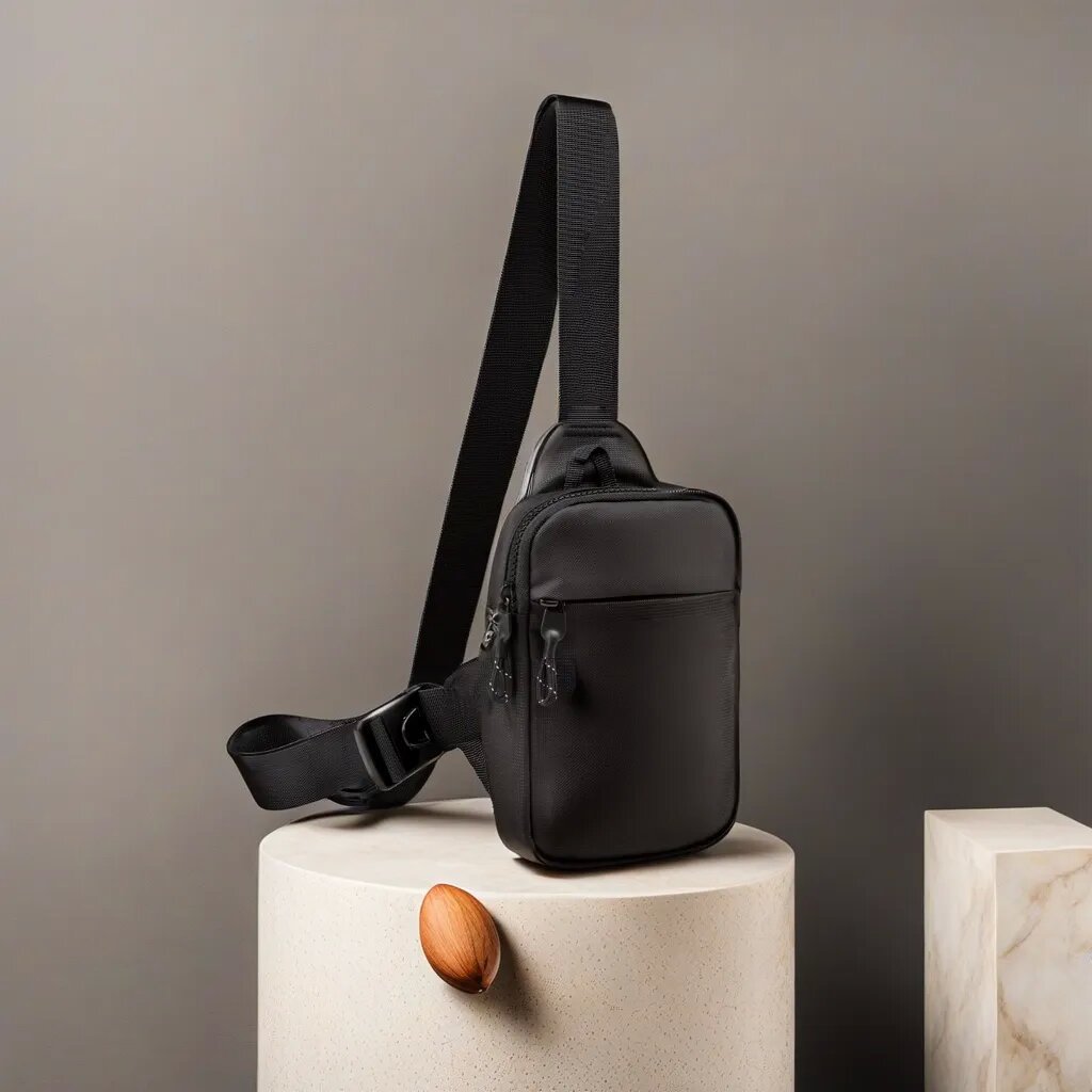 Mini borsa a tracolla per petto, corsa, telefono, chiave, unisex, allenamento, viaggio, pesca, escursionismo, campeggio, marsupio con doppia tasca_voghion.com