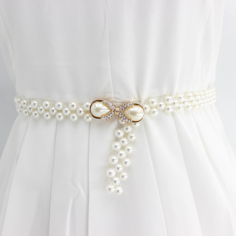 Fashion Flower Bow Knot Artificial Pearl Inlay Rhinestone Belt display picture 2