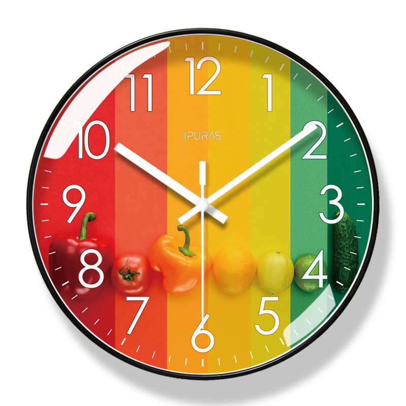 Reloj de pared 6091 para hotel/restaurante/supermercado de frutas, reloj de pared moderno silencioso de barrido de segundos, reloj de cuarzo de larga duración