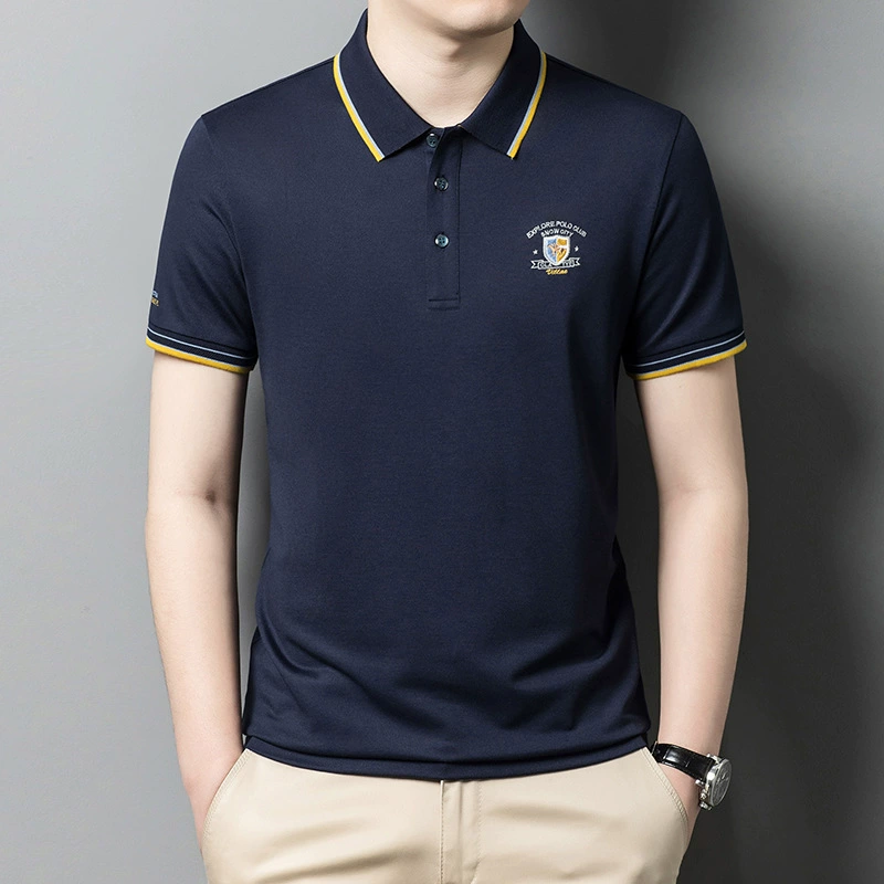 Summer thin short sleeve T-shirt for leisure, polo, for middle-aged man