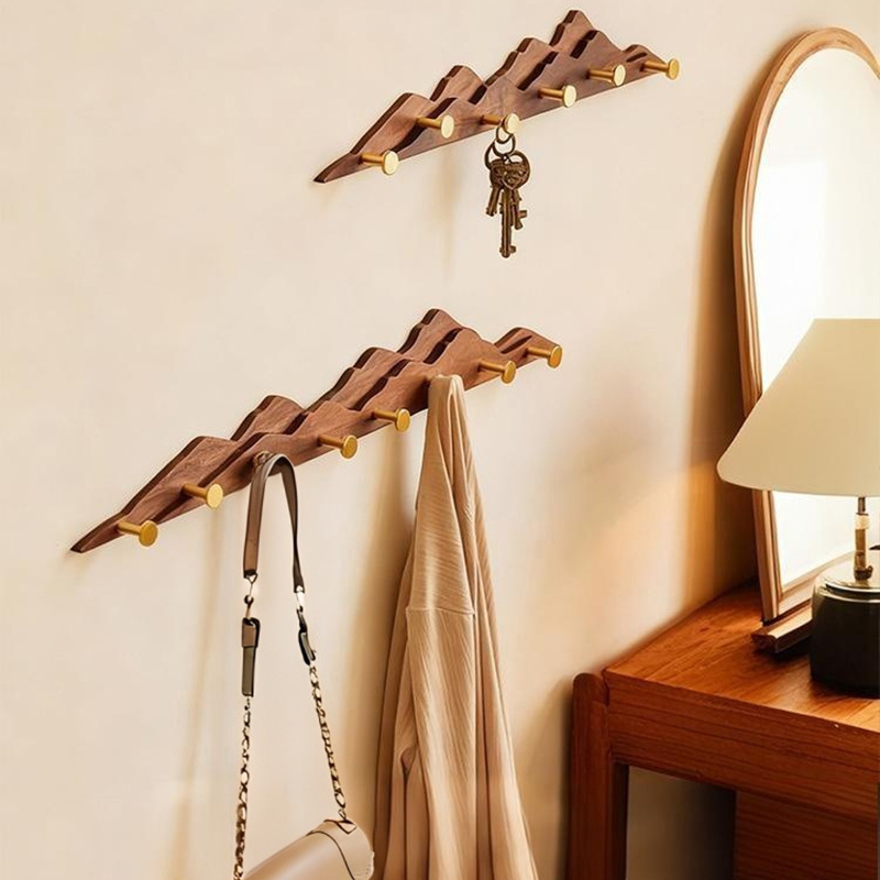 Wall-Mounted Coat Hooks for Entryway, No-Drill Brass Hooks for Hanging Clothes and Hats