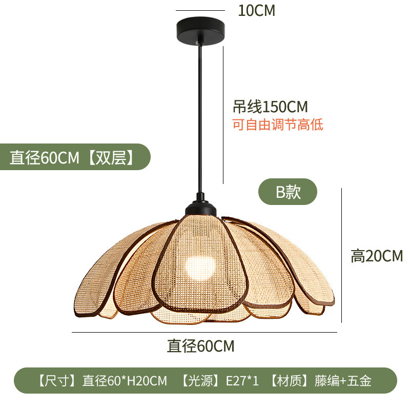 中古风餐厅吊灯创意花瓣灯全光谱护眼布艺灯具书房灯温馨吧台吊灯|undefined