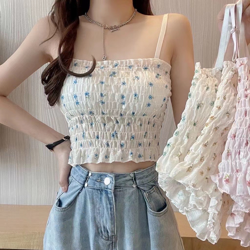 Verano delgado francés pequeña flotilla hermosa cinturón de espalda para mujeres con cojín de pecho en el diseño de pliegues en la ropa de base para mujeres