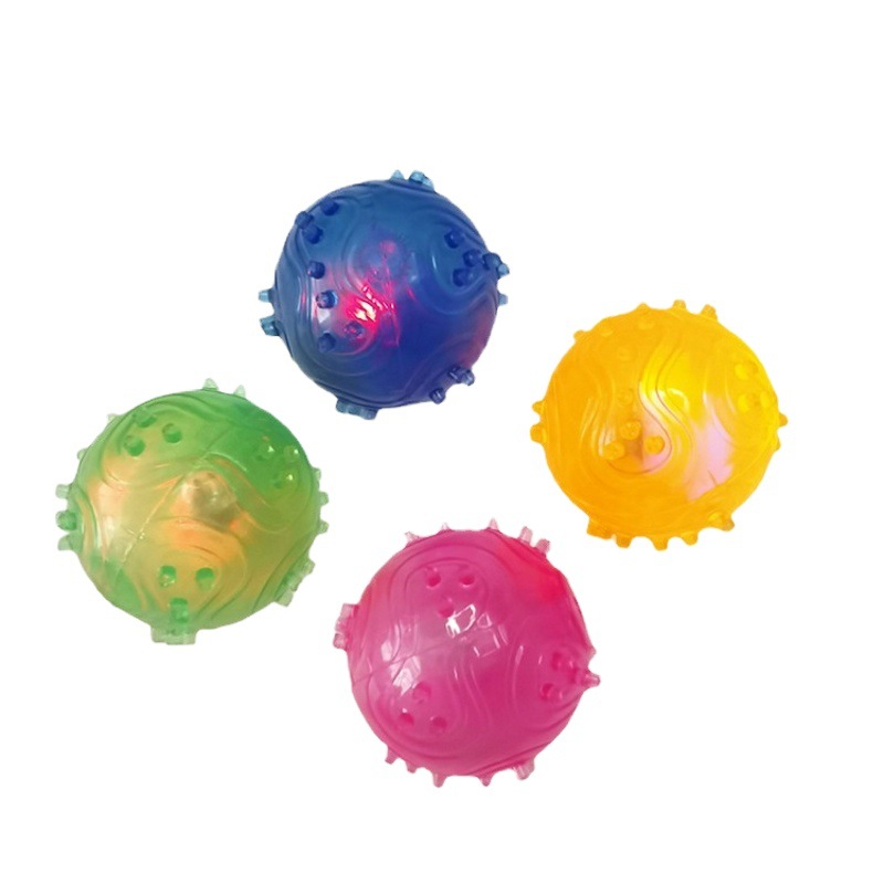 Flash bola elástica perro juguete TPR dientes resistentes a mordeduras limpieza molar interactivo luminoso mascota Bola de juguete fábrica al por mayor
