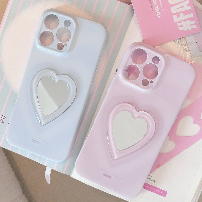 愛の鏡面立体デザイン iPhone16/15 Pro Max/13/17対応 ソフトフィルムケース 全面保護 個性的|undefined