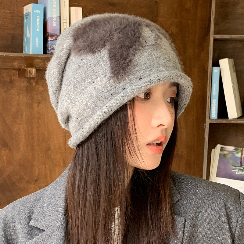 韩系可爱蝴蝶结针织毛线帽秋冬帽子女款保暖百搭堆堆帽显脸小冷帽|undefined