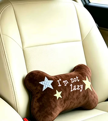 New Dog Car Headrest Headrest - brown-bone-throw-pillow-single