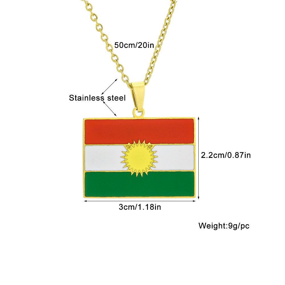 Kurdistan map pendant necklace oil drop retro men and women stainless steel pendant accessories_voghion.com