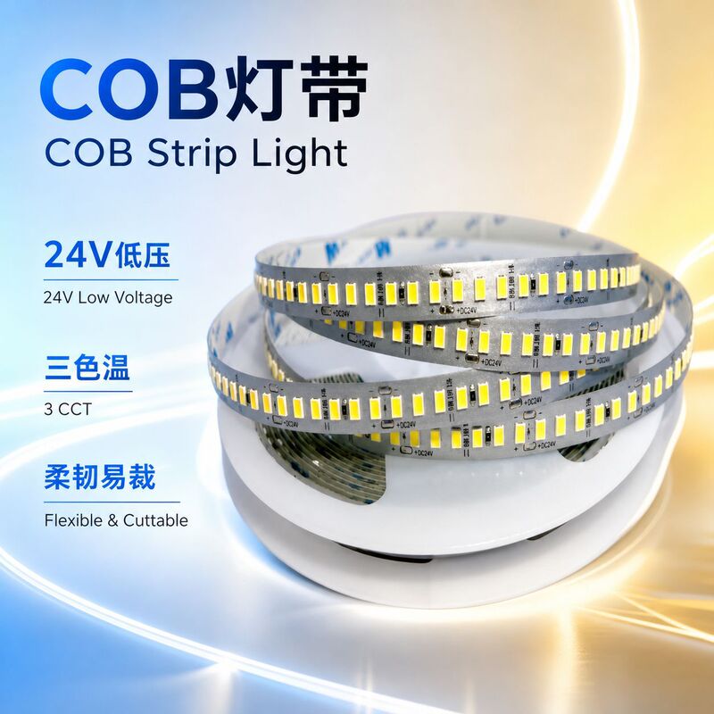 Led Light Cob Flexible Light Strip with 180 Lights, Three Color Temperatures, Ceiling Decoration, Staircase Decoration, 24V Low Voltage 2835 Flexible Light Strip Led Light Cob Flexible Light Strip with 180 Lights, Three Color Temperatures, Ceiling Decoration, Staircase Decoration, 24V Low Voltage 2835 Flexible Light Strip