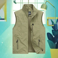 春夏秋のベストメンズカジュアルスタンドカラーマルチポケット作業服アウトドアプラスサイズベストファッションコート