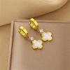 Golden earrings stainless steel, jewelry, European style, does not fade, pink gold, wholesale