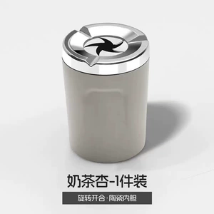 Sealed rotating car ashtray, anti-ash flying metal design, creative high-end in-car ashtray, anti-drop device