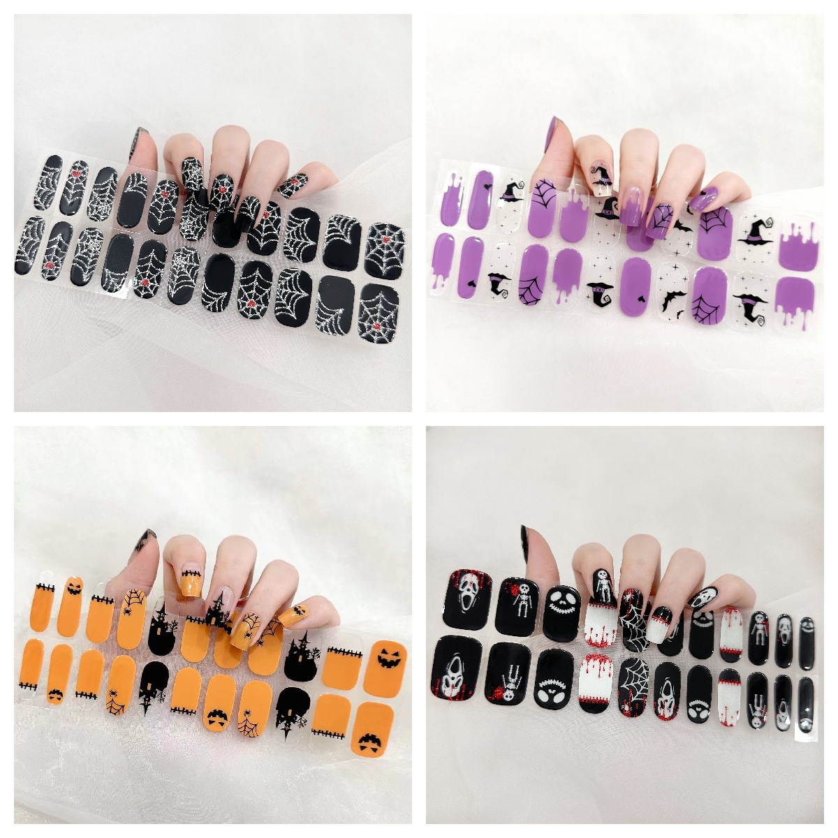 厂家货源万圣节甲油胶凝胶美甲贴照灯指甲贴韩国指甲贴光疗美甲贴