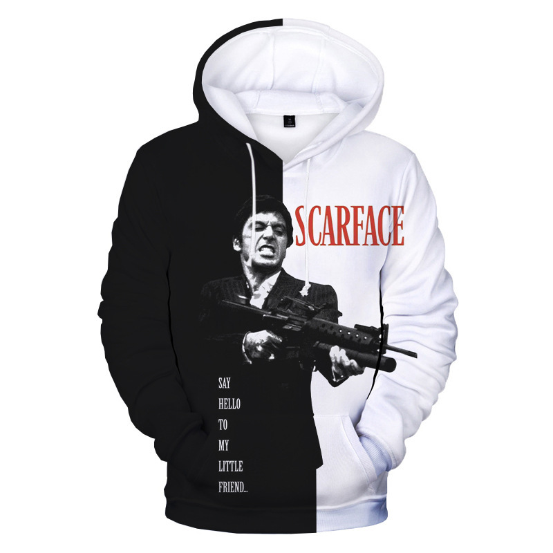 Cross-border e-commerce hot 3D digital printing Scarface men's and women's pullover hoodie sweater