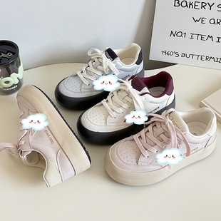 Thick-soled small white shoes women's 2025 new explosions soft cute big head shoes thick-soled versatile board shoes dad 6606