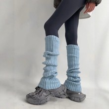 秋冬小腿过膝袜套保暖针织毛线miu系腿套芭蕾加厚长筒堆堆袜靴套
