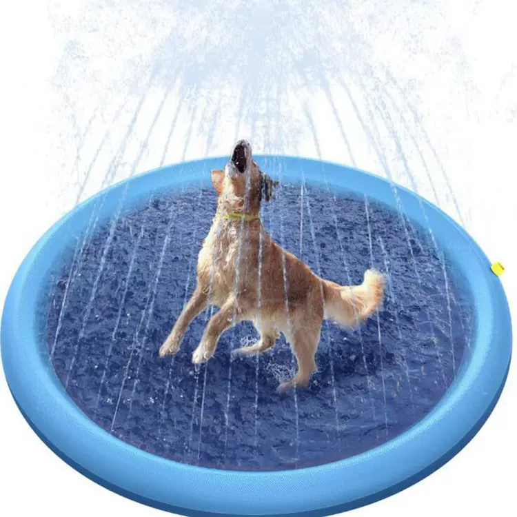 现货PVC喷水防滑戏水垫户外儿童嬉水宠物降温可折叠洗澡池浴盆