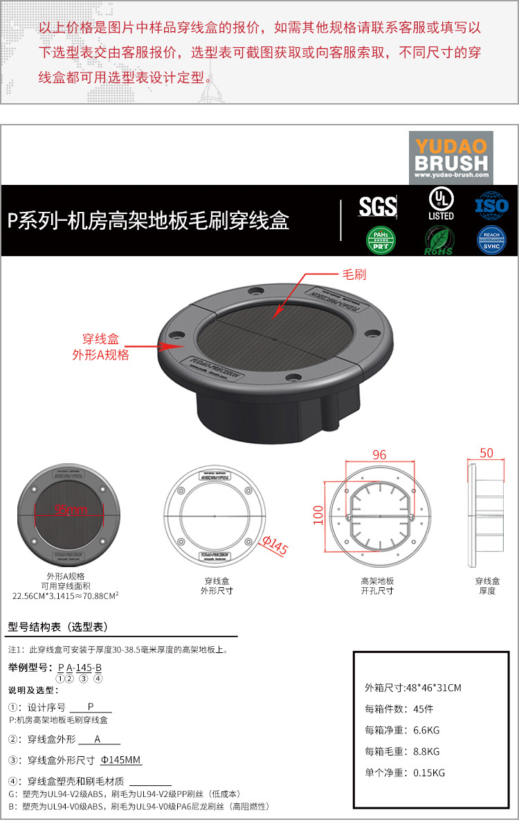 毛刷走线盒