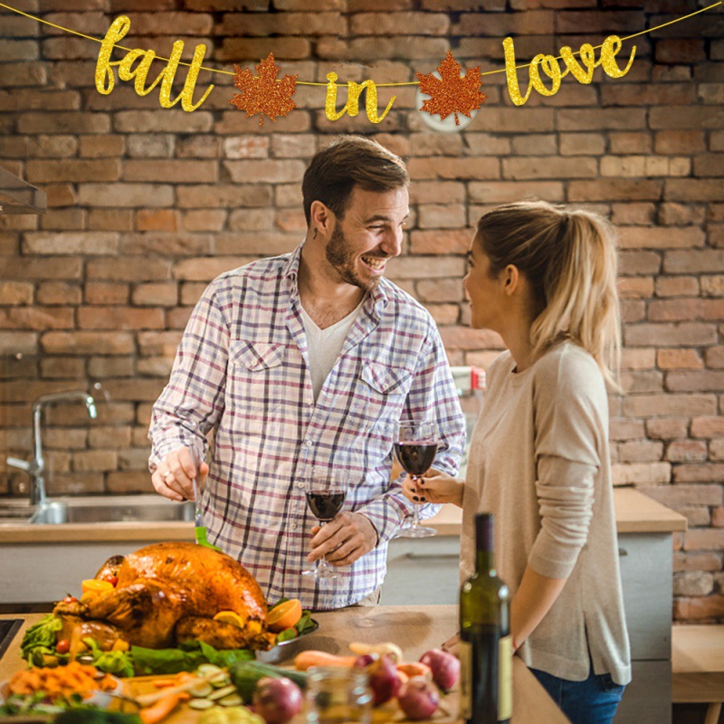Amazonas Día de Acción de Gracias Fiesta Decoración Bandera de calabaza de hoja de arce Bandera de flores Festival de la cosecha Decoración de vacaciones