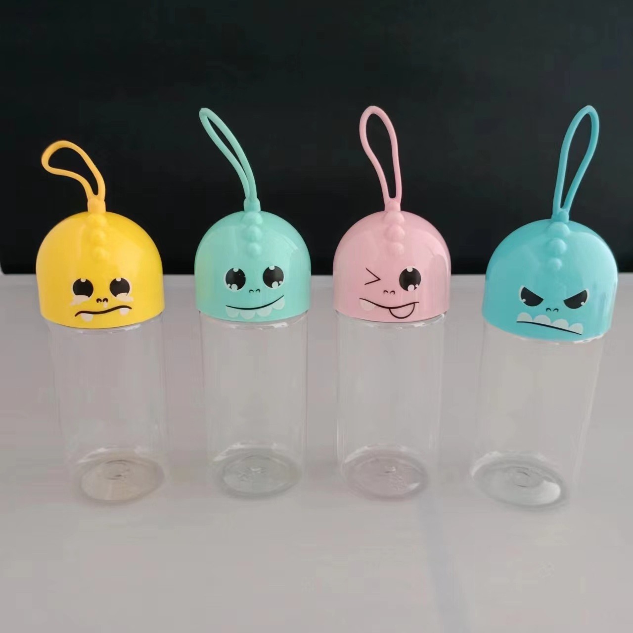 创意卡通塑料瓶儿童饰品头绳皮筋桶带提绳可手提史莱姆玩具包装瓶