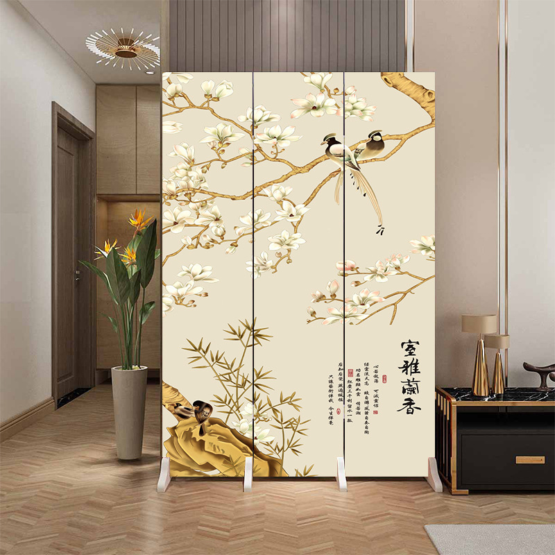中国風の家庭用スクリーン玄関ドア、ドアパーティション、リビングルーム、オフィス、寝室の遮蔽、折りたたみ式可動玄関|undefined