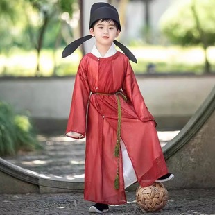 Children's Song Dynasty Han Dynasty Ancient Style Song Round Neck Long-Sleeved Tang Suit Boy Chinese Style Han Element Han Dynasty Spring & Fall Suit