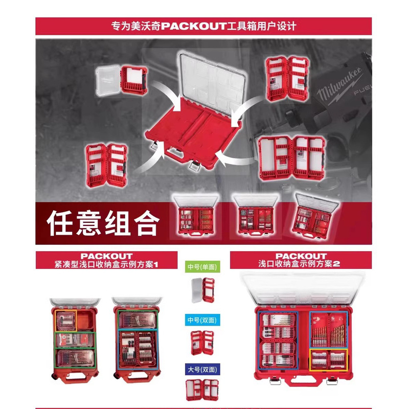 ミルウォーキー パーツ収納ボックス PACKOUT 埋め込みドリルビットホルダー ミルウォーキーカード|undefined