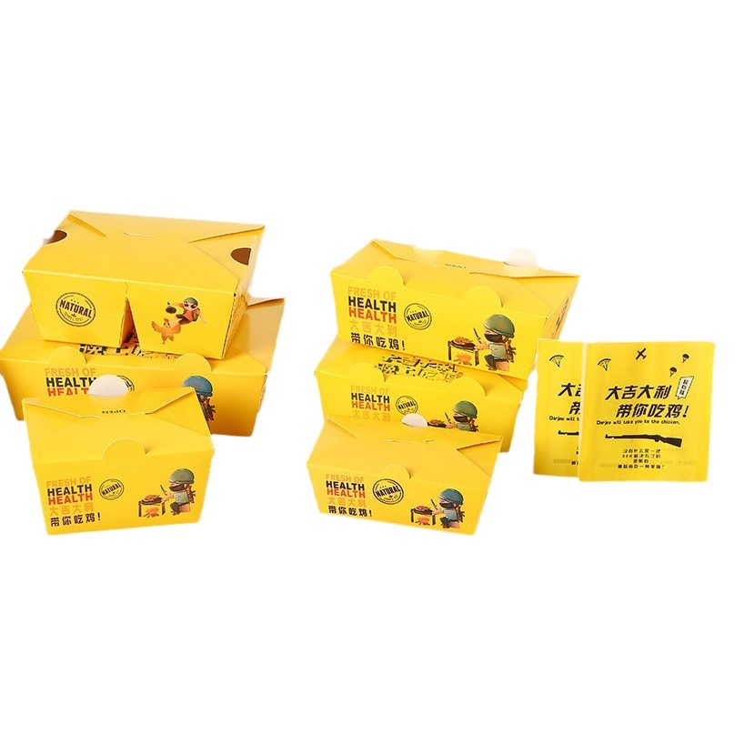 En stock caja de embalaje de pollo frito desechable para llevar caja de almuerzo desechable hamburguesa papas fritas pollo ARROZ FLOR caja de embalaje a prueba de aceite al por mayor image 1