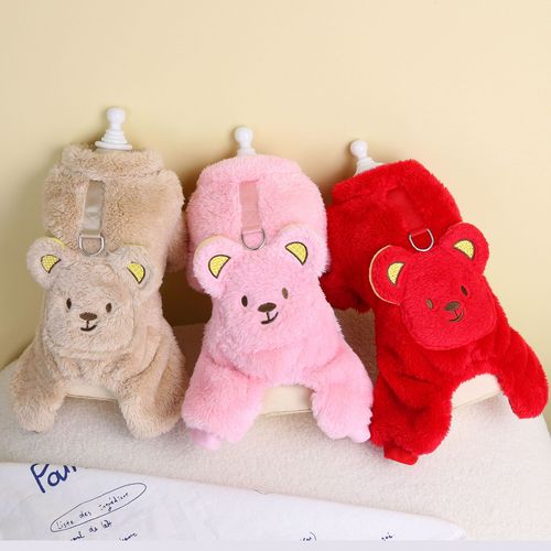 Dog clothes autumn and winter new pet clothing pet clothes winter thickened 23 backpack bear four-legged fleece jacket