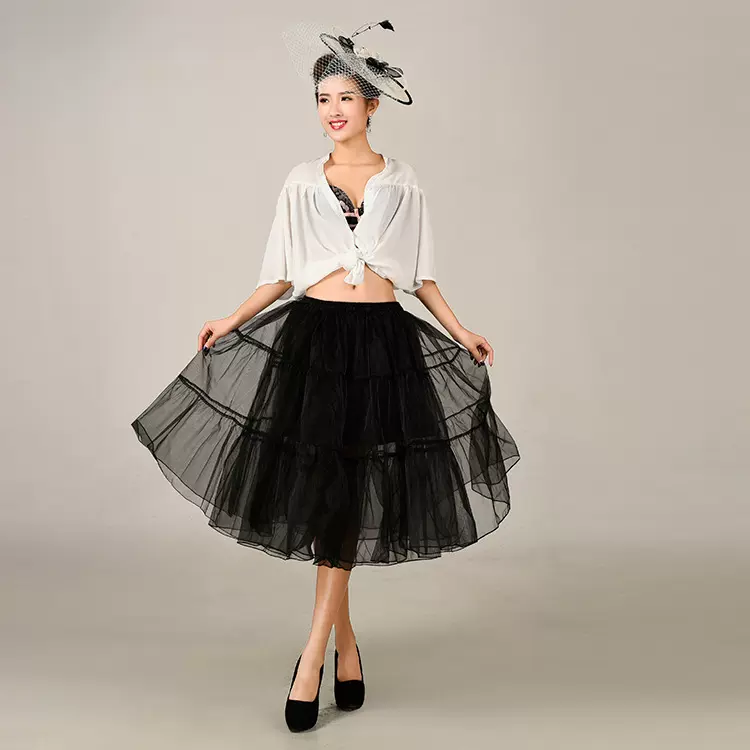 外贸新款细腰带欧美黑色蓬蓬裙厂家供应欧美裙半身纯色蓬蓬裙