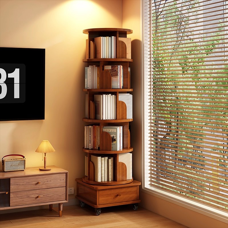 Estante de libros giratorio estante de libros pintados sala de estar piso redondo estante de estante de esquina doméstico estante de 360 grados contra la pared estante de libros