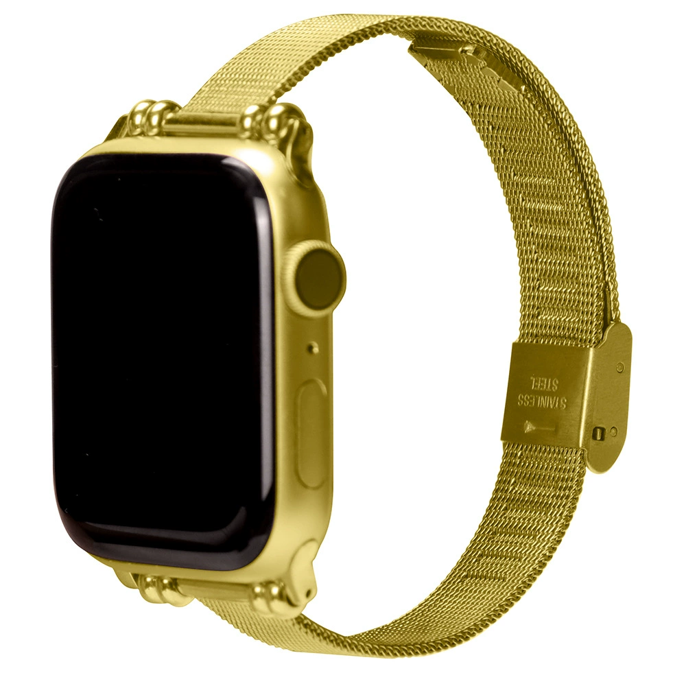 Браслет Миланезе для Apple Watch: металлическая сетка, застёжка, 38/40 и 42/44 мм, цвета серебро/черный/золото/розовое золото