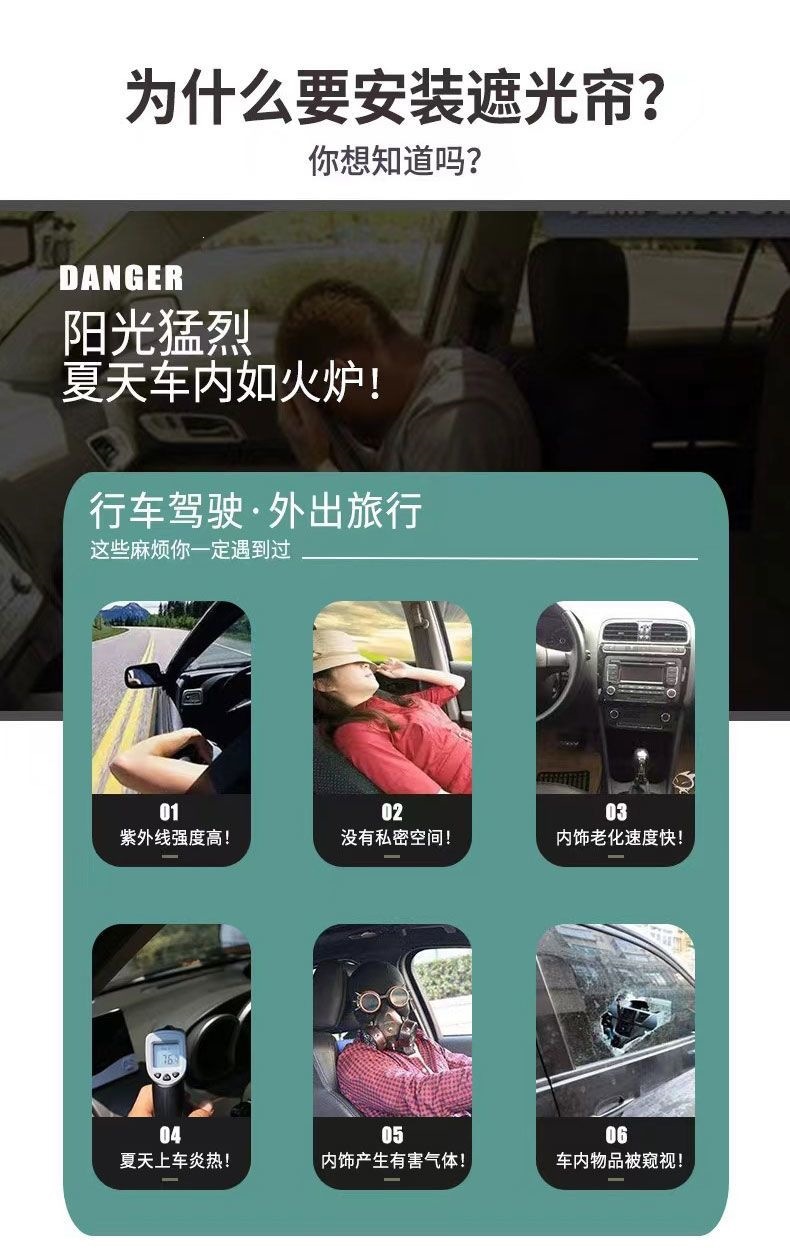 Car Window Curtains, Sunshade Curtains, Privacy Curtains for Small Cars and Suvs, Retractable Sun Protection and Heat Insulation, Double Sliding Rail Type