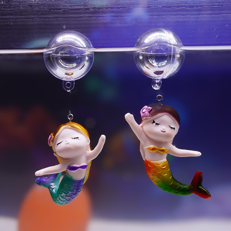 Acuario DIY creativo PVC elegante sirena colgante pecera paisaje resina decoración transparente bola suspensión