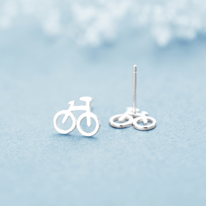 Bicycle Stud Earrings In Pure Silver For Women Simple And Versatile_voghion.com