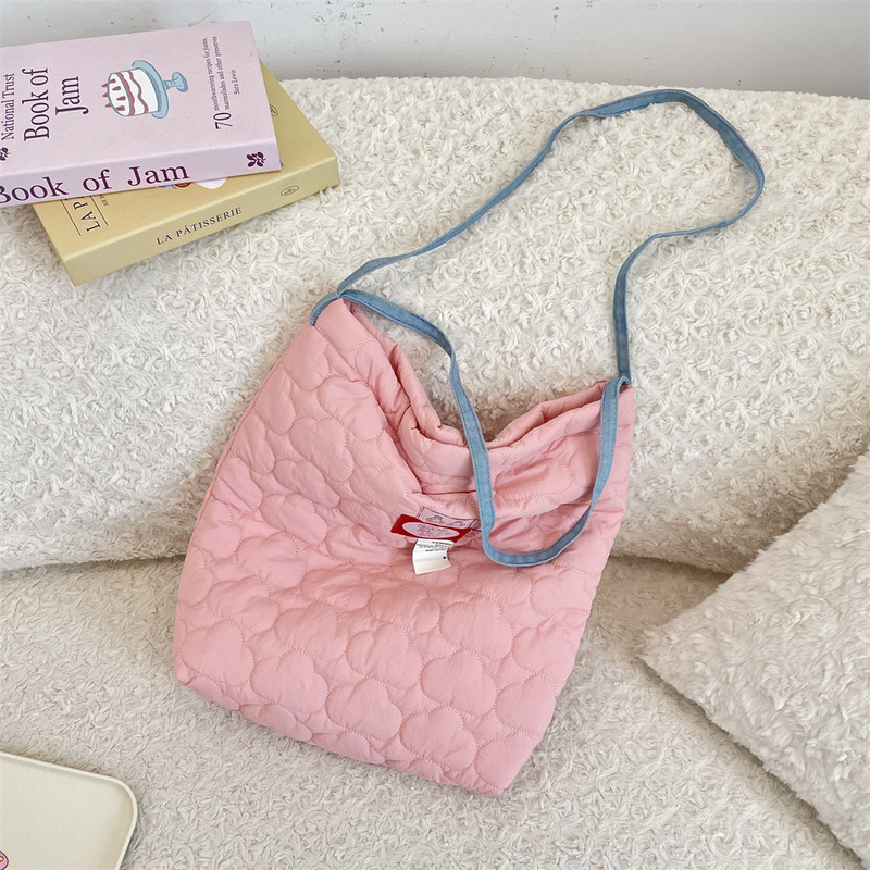 5984 新款绗缝夹棉单肩斜挎书包学生女实用大容量妈咪包单肩包女|undefined