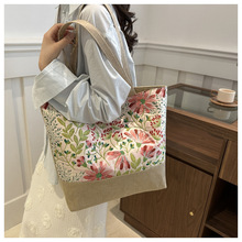 帆布包2024新款ins时尚单肩托特包通勤手提包大容量女包包跨境批