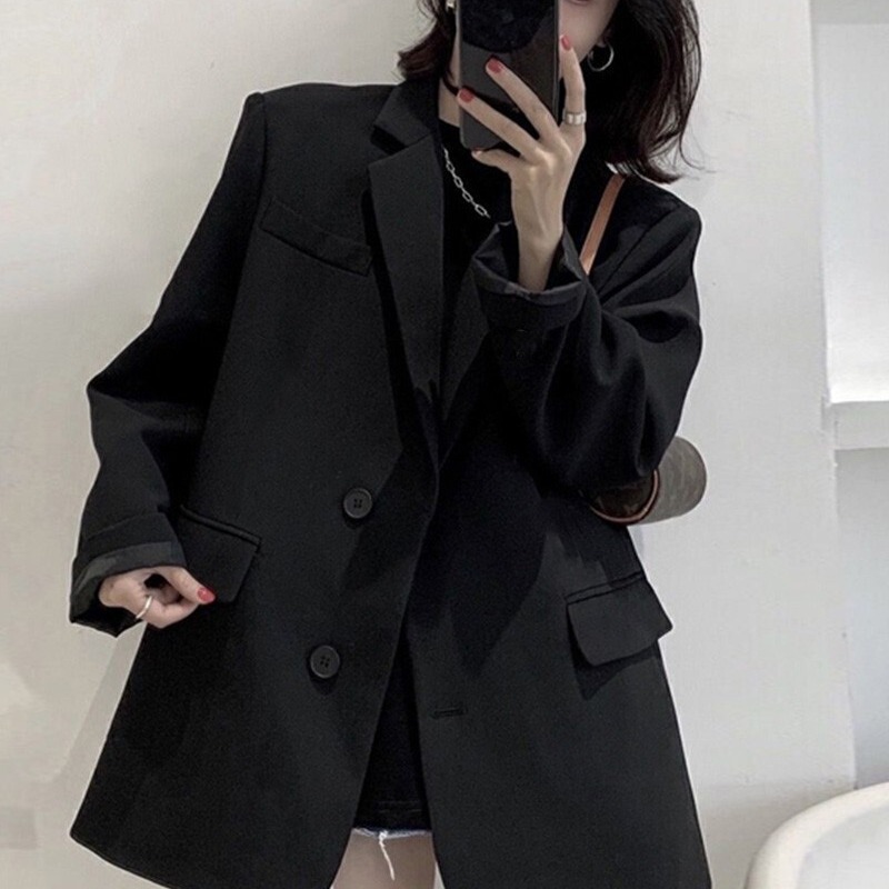 Small Top Black Suit Jacket Commuter Women's Korean Style Casual Comfortable Suit for Spring and Autumn