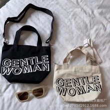 2023新款gentle woman托特包女士帆布单肩斜挎包字母印花手提包