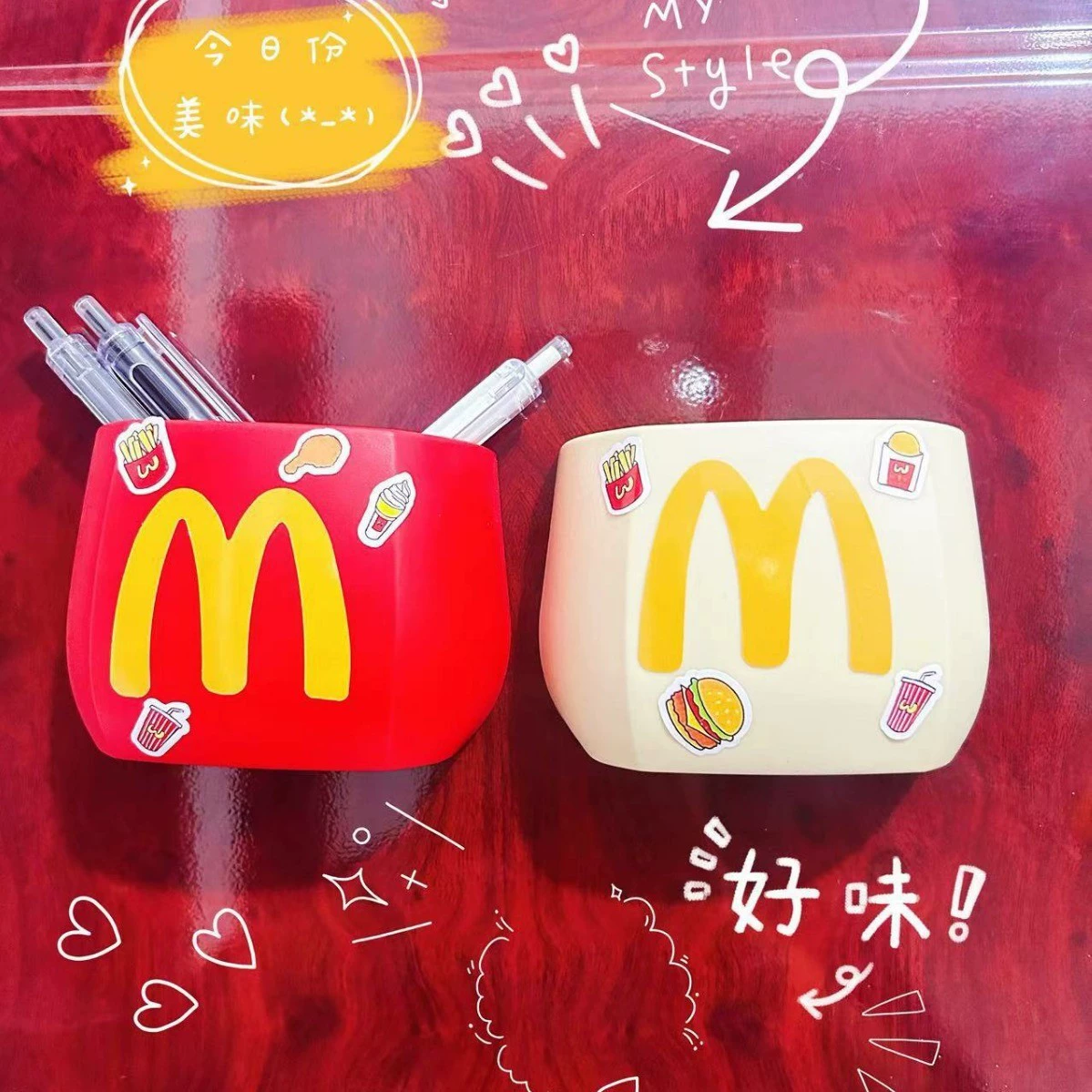 Пластиковая магнитная боковая коробка для холодильника McDondang без сверления, настенная, цвета красный/белый/наклейки —