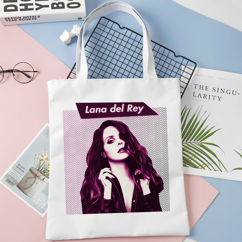 Comercio exterior transfronterizo Lana Del Rey impresa bolsa de lona Harajuku bolsa de hombro de moda estudiante bolsa de compras portátil