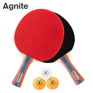 Deli angnet F2366A table tennis racket horizontal racket (positive red and negative black)(2/pair) (with three balls)