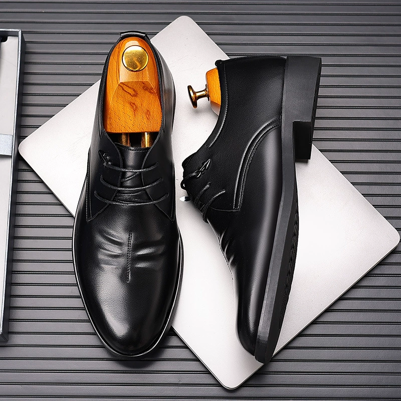 Мужская обувь деловая формальная обувь из мягкой кожи, мужские британские свадебные туфли на низкой подошве на шнуровке с мягкой подошвой, производители Вэньчжоу оптом