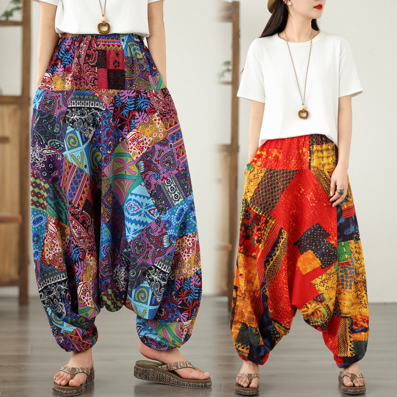 尼泊尔大裆裤 花色大码灯笼裤休闲垮裤瑜伽民族风哈伦裤