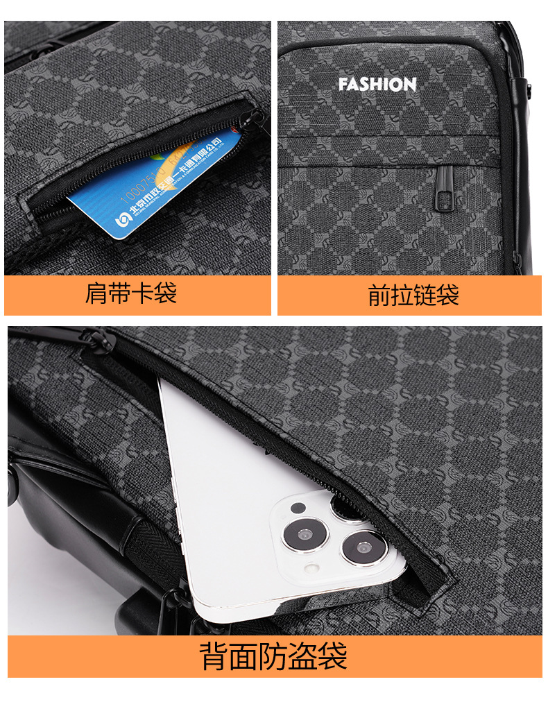 Men's chest bag, crossbody bag, anti-theft password lock, single-shoulder backpack, best-selling water-resistant storage bag, outdoor chest bag undefined