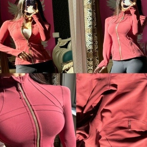 Dropshipping Autumn and Winter Uarun Sports Jacket for Women, Elastic Zipper Running Yoga Fitness Long-Sleeve Top, Fashionable