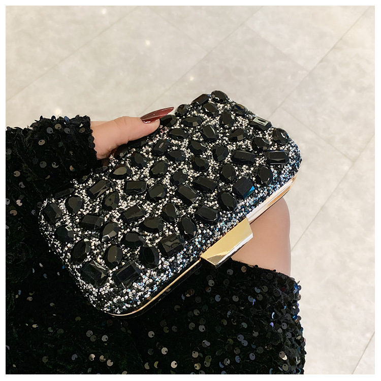 New cross-border full-diamond shiny bags, diamond-encrusted clutch bags, dinner bags, wedding banquet bags, party bags, small square bags and women's bags undefined
