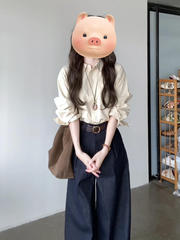 巨好看的夏装一整套韩系穿搭配气质衬衫阔腿牛仔裤两件套装女