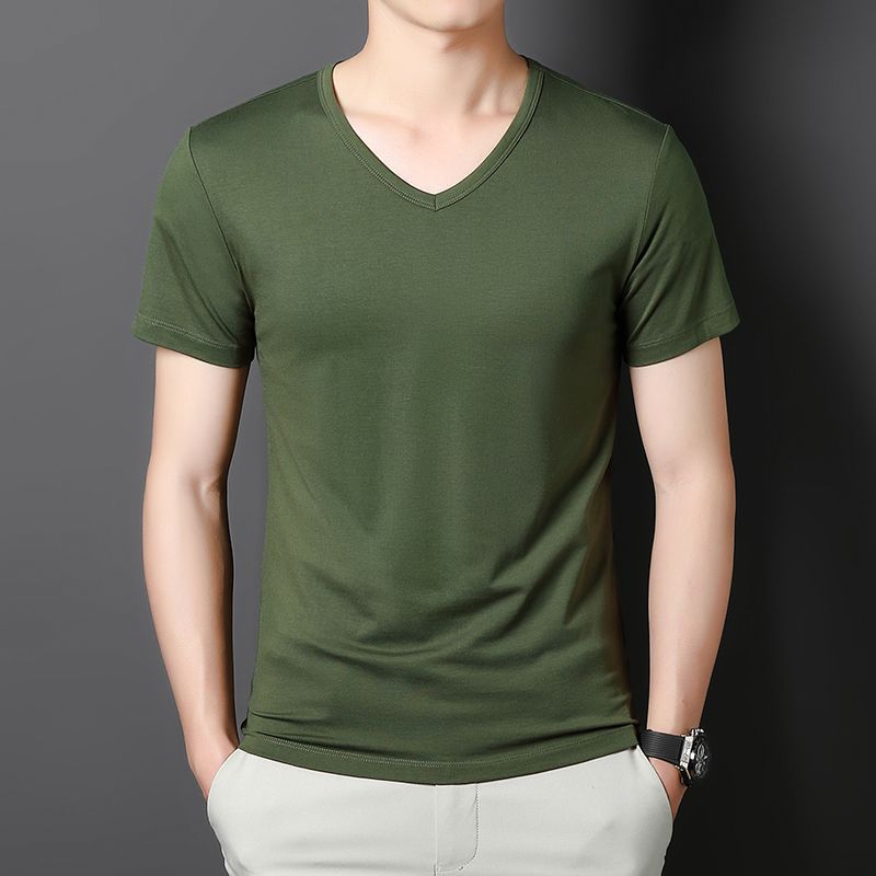 V-neckline, with short sleeve
